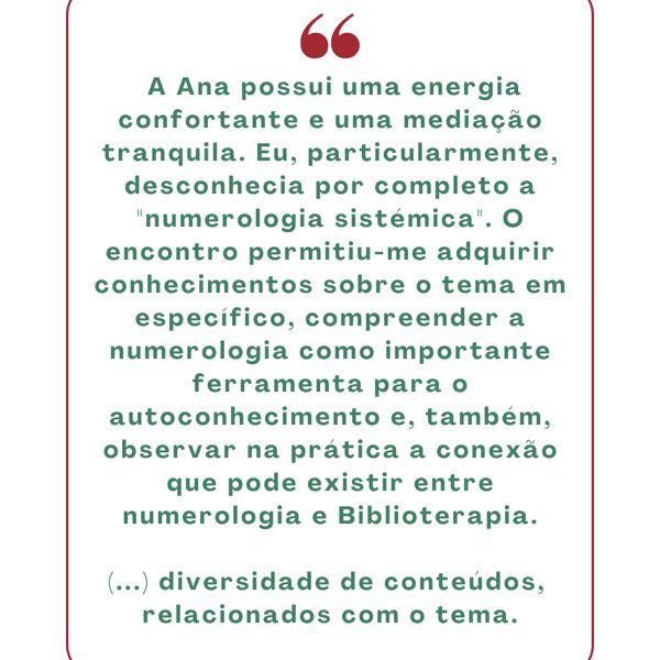 encontros de numerologia e biblioterapia | avaliação anónima pós-encontros